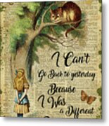 Alice In Wonderland Quote,cheshire Cat,vintage Dictionary Art Metal Print