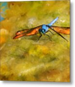 Amber Wing Dragonfly Metal Print