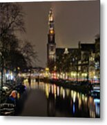 Amsterdam By Night - Prinsengracht Metal Print