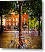 Amsterdam Orange Bicycle Metal Print
