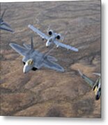 An F-22a Raptor, An F-4 Phantom, An Metal Print