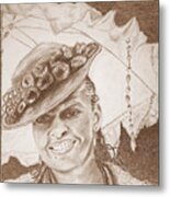 An Old Fashioned Girl In Sepia Metal Print