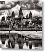 Angkor Wat Sepia Paint Metal Print