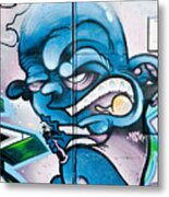 Angry Blue Creature With A Spray-paint Can Metal Print