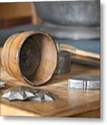 Antique Cookie Cutters And Pewter Molds Photograph Metal Print