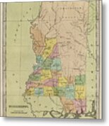 Antique Map Of Mississippi By David Burr - 1835 Metal Print
