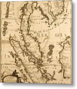 Antique Map Of South East Asia Metal Print