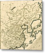 Antique Map The Chinese Empire Metal Print