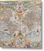 Antique Maps Of The World Petrus Plancius C 1599 Metal Print