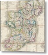 Antique Maps - Old Cartographic Maps - Antique Map Of Ireland, 1853 - James Wyld Metal Print