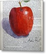 Kattywompus Apple On Antique Paper Metal Print