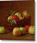 Apples In A Basket And On A Table Metal Print