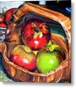 Apples In A Burled Bowl Metal Print