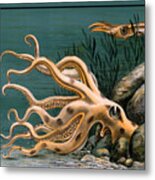 Aquarium Octopus Vintage Poster Restored Metal Print