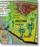 Arizona Fun Map Metal Print