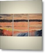 Arizona Sunset - Triptych Metal Print