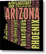 Arizona Word Cloud Map 1 Metal Print