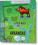 Arkansas Fun Map Metal Print