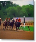 Arlington Park Out Of The Turn Into The Stretch Metal Print