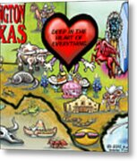 Arlington Texas Cartoon Map Metal Print