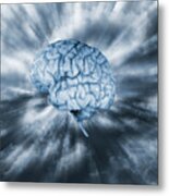 Artificial Intelligence With Human Brain Metal Print