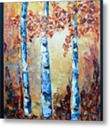 Aspens In Glow Metal Print