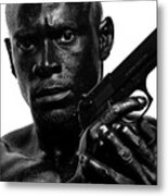 Assassin In Black And White Metal Print