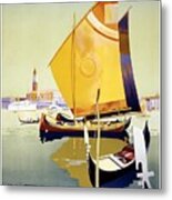 Atlantis Autumn Cruises - Sailboats And Yachts In A Harbor - Royal Mail - Vintage Advertising Poster Metal Print