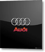 Audi 3 D Badge On Black Metal Print