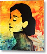 Audrey Hepburn / Sun Metal Print