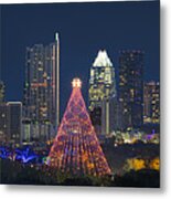 Austin Panorama Of The Trail Of Lights And Skyline Metal Print