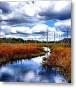 Autumn In The Air And Clouds In The River Metal Print