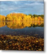 Autumn Morning Reflection On Lake Pentucket Metal Print