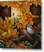 Autumn Sparrow Metal Print