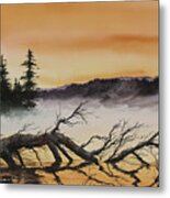 Autumn Sunset Mist Metal Print