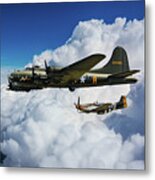 B17 Flying Fortress And P51 Mustang Metal Print