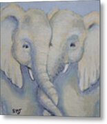 Baby Elephant Friends Metal Print