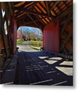 Back Roads Of Vermont Through A Covered Bridge Metal Print