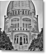 Baha'i Temple - Wilmette - Illinois - Vertical Black And White Metal Print