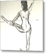 Ballet Dancer With Left Leg On Bar Metal Print