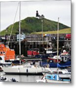 Ballycotton Ireland Marina Harbor Boats And Lighthouse County Cork Metal Print
