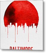 Baltimore Skyline Red Metal Print
