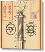 Barber Pole Patent Drawing Metal Print