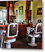 Barber - Two Chairs No Waiting Metal Print