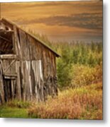 Barn At Sunset Print Metal Print