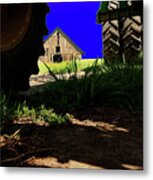 Barn From Under The Equipment Metal Print