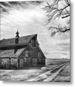 Barn In Black And White Metal Print