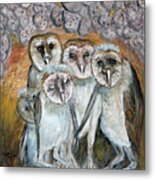 Barn Owl Chicks In Cave Metal Print