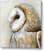 Barn Owl Watercolor Metal Print