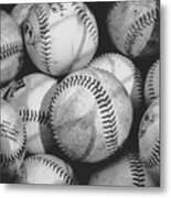 Baseballs In Black And White Metal Print